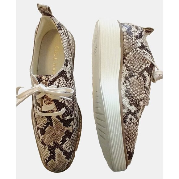 Cole Haan Women's Original Grand Leather Platform Wingtip Shoes Snakeskin  - 8B - Picture 1 of 9